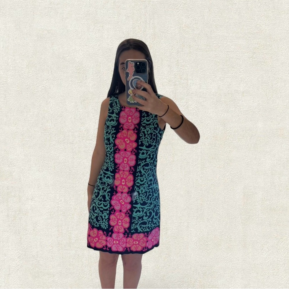 Lilly Pulitzer Black and Pink Floral Mini Dress